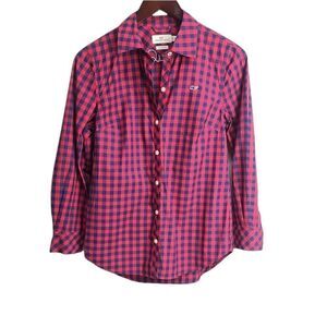 Vineyard Women's Classic Plaid Long Sleep Casual Button Down Shirt Size 0